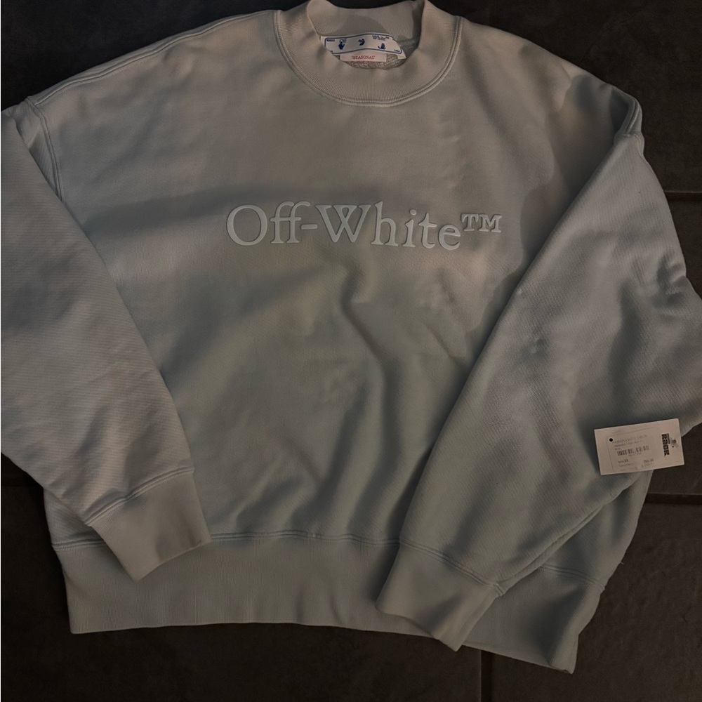 Off-White Men's Light Gray Crewneck Sweater